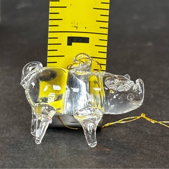 3 Hand-Blown Miniature Glass Pig Ornament/ Clear Figurine .75” X 1.25” - Picture 6 of 7